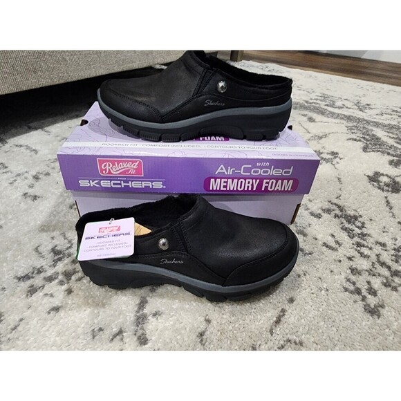Skechers Shoes - Skechers Woman Size 6 Relaxed Fit Easy Goin Lovely Latte Clog 167870 BLACK